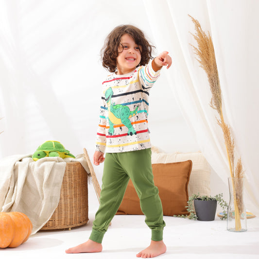 Boys’ Autumn Pajama Set – Dino – 10821