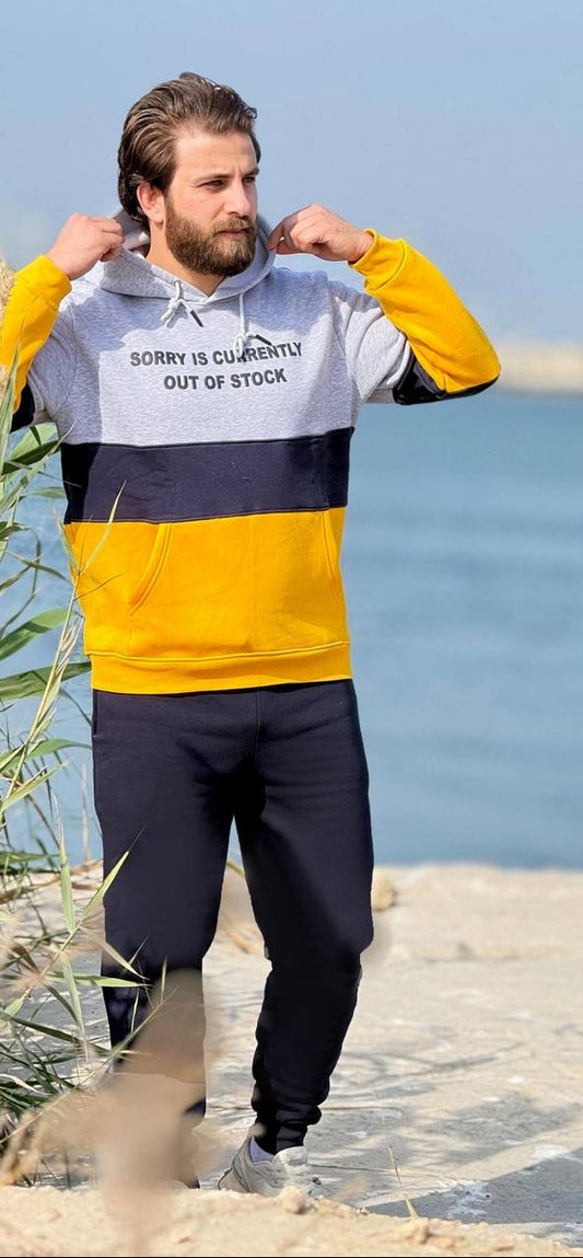 Men's Winter Hoodie Milton set - Yellow color block - 10847