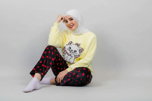 Women’s Polar Pajamas – Totally Cute Yellow Cat – 10754