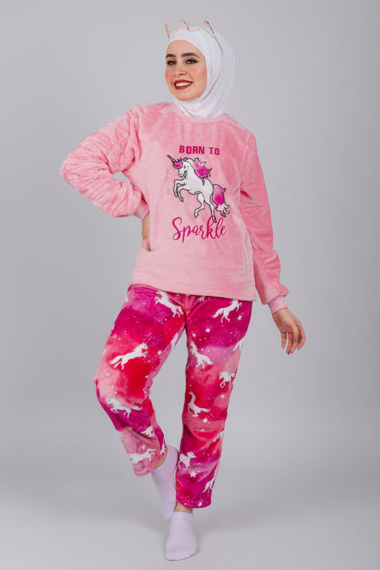 Women’s Polar Pajamas – Born to Sparkle Pink Unicorn – 10754