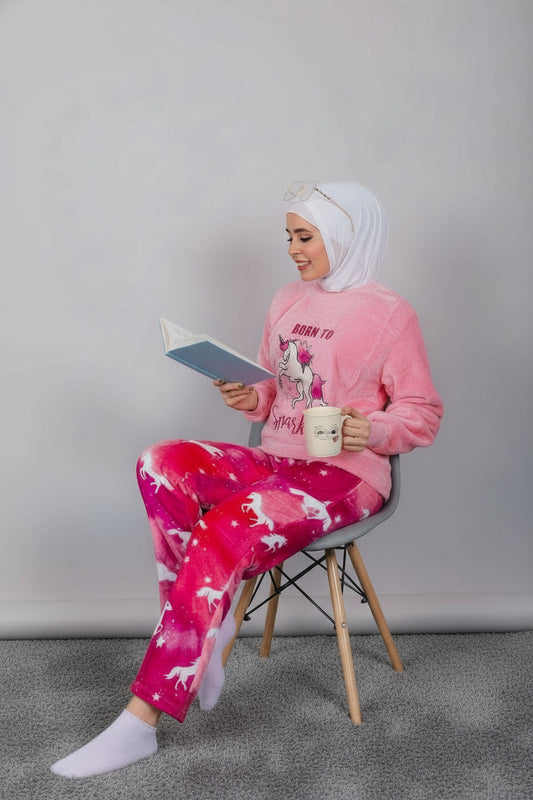 Women’s Polar Pajamas – Born to Sparkle Pink Unicorn – 10754