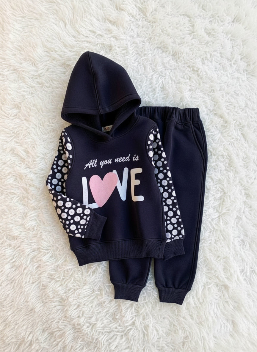 Girls’ Winter Hoodie Set – Navy – 10763