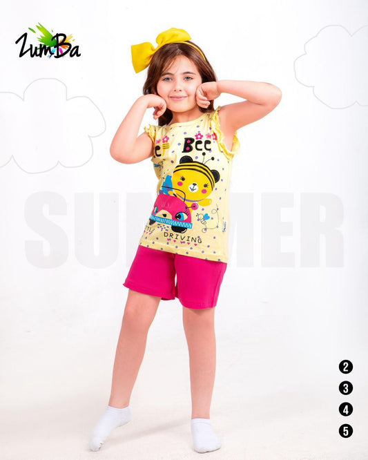 Girls’ Summer Pajama Set – Bee Classic – 791