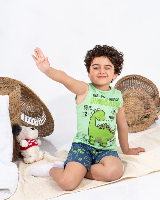 Boys’ Summer Pajama – Sleeveless – Dino – 10856