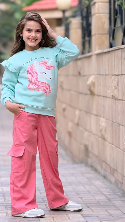 Girls’ Sweatshirt & Pants Winter Set – Unicorn Dream – 10848