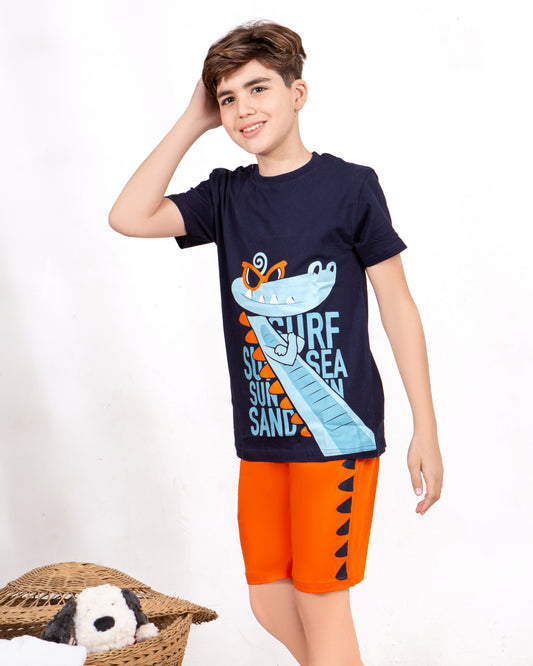 Boys’ Summer Pajama – Dino – Shorts and Tee – 10851