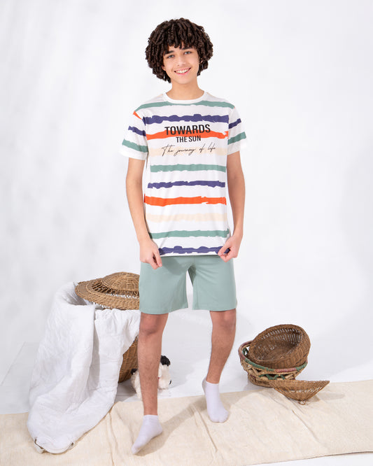 Boys’ Summer Cotton Pajama – Striped – 10855