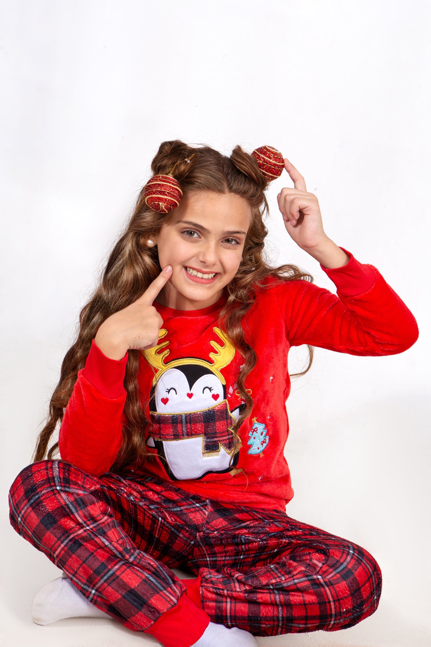Kids' Christmas Polar Pajama – Red Penguin – 10835