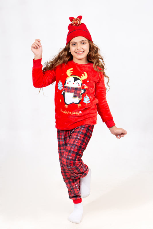 Kids' Christmas Polar Pajama – Red Penguin – 10835