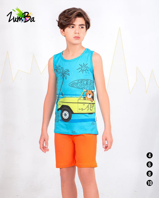 Boys’ Surf Summer Pajama Set – Sleeveless – 792