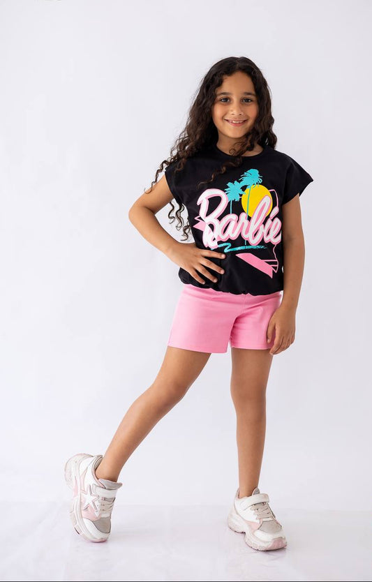 Girls’ T-shirt & Shorts Summer Set – Black Barbie – 10811 / 10816