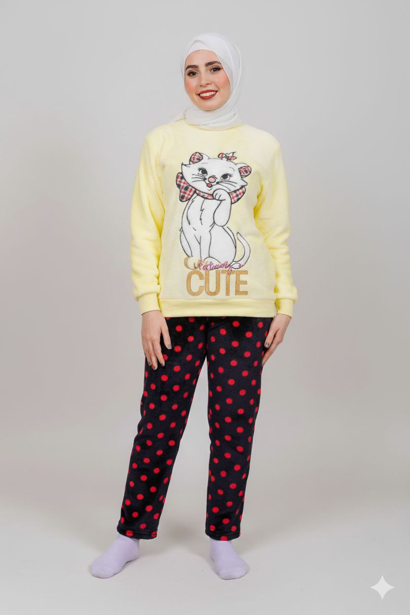 Women’s Polar Pajamas – Totally Cute Yellow Cat  – 10754