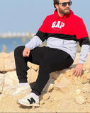 Men's Winter Hoodie Milton set - Red color block - 10847