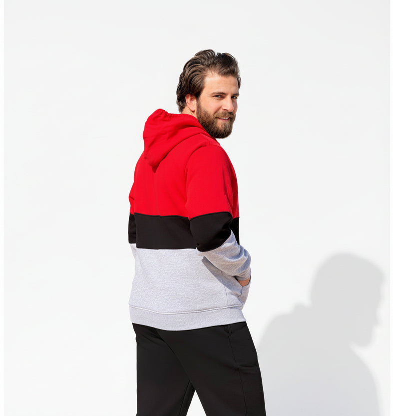 Men's Winter Hoodie Milton set - Red color block - 10847