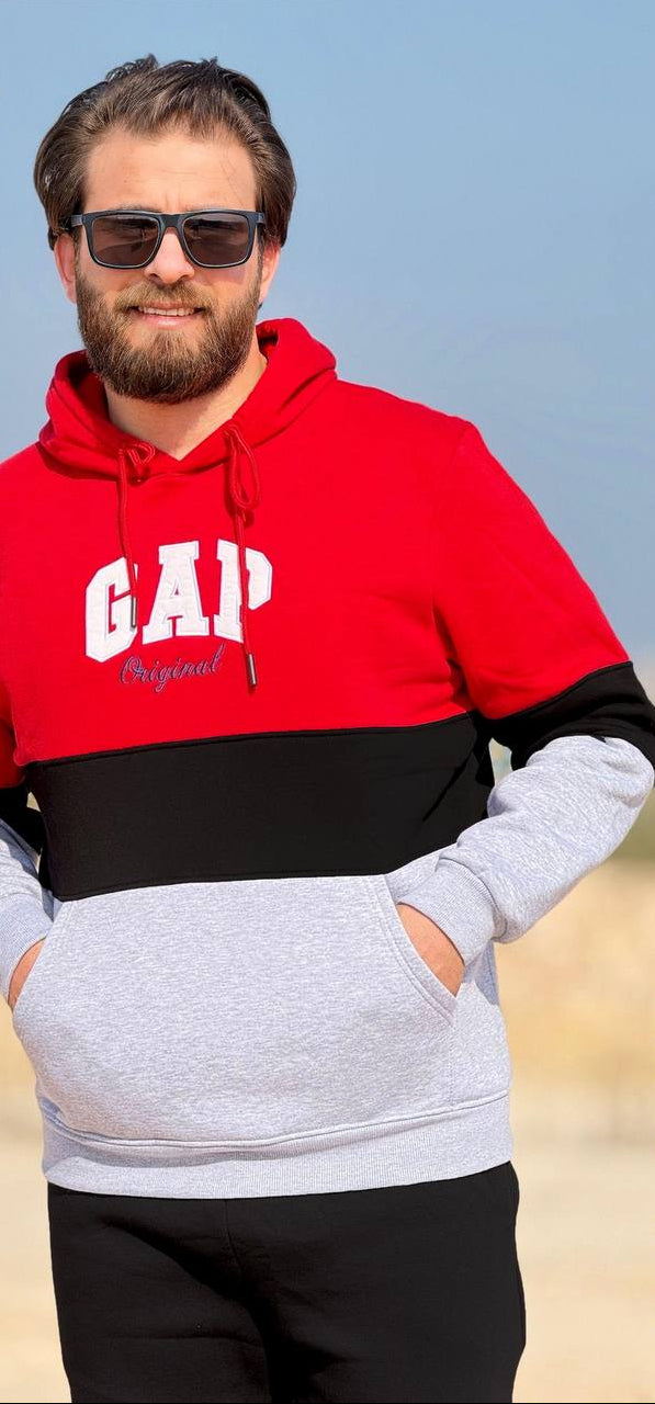 Men's Winter Hoodie Milton set - Red color block - 10847