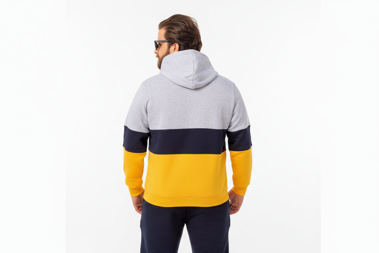 Men's Winter Hoodie Milton set - Yellow color block - 10847