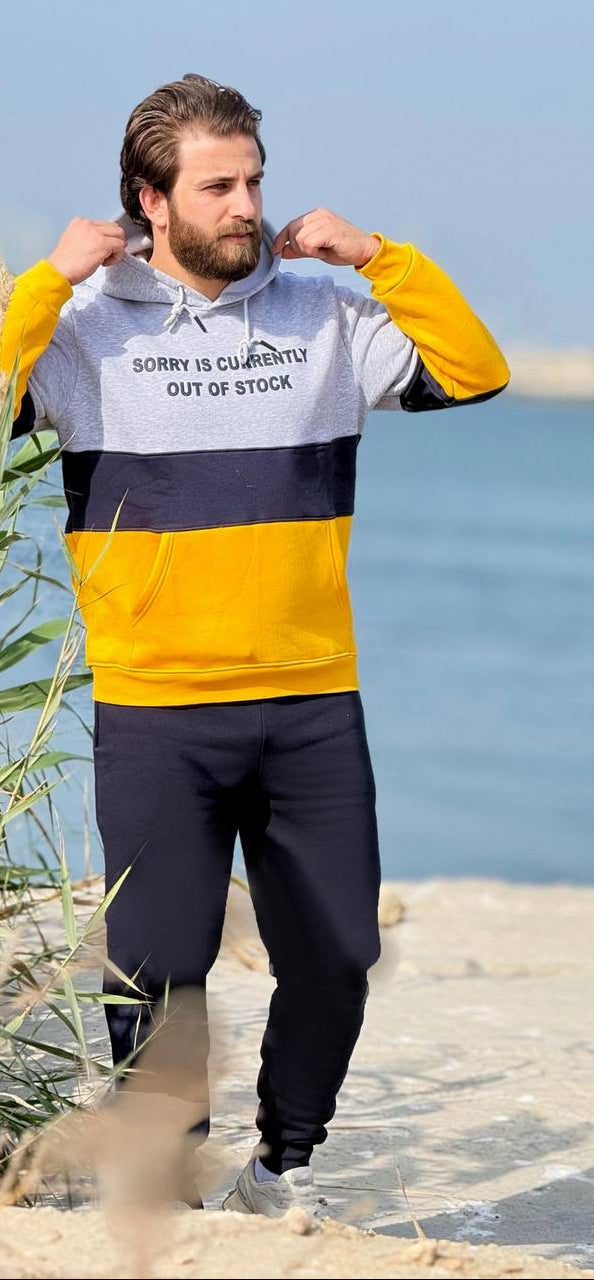 Men's Winter Hoodie Milton set - Yellow color block - 10847