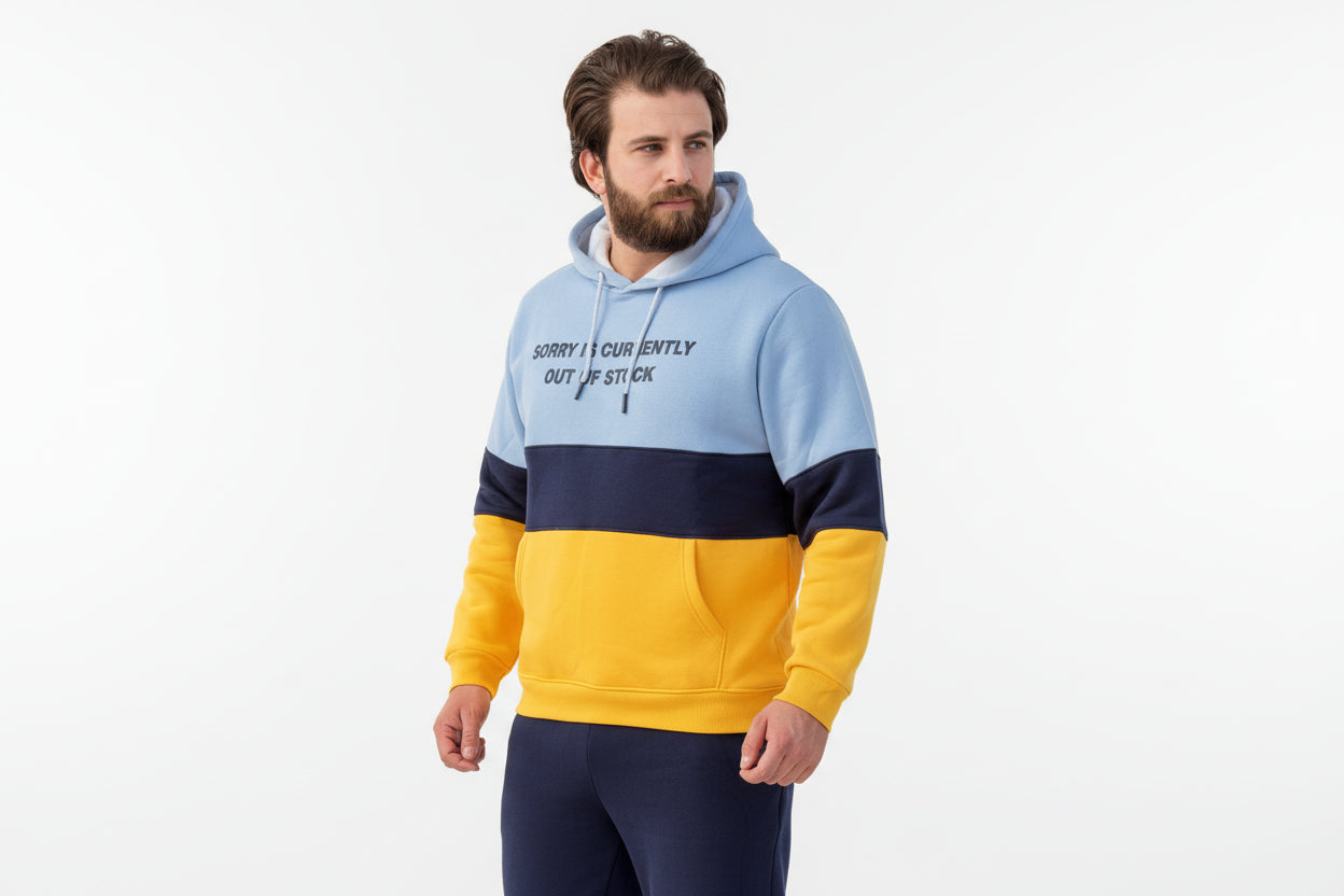 Men's Winter Hoodie Milton set - Yellow color block - 10847