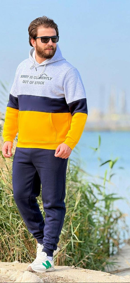 Men's Winter Hoodie Milton set - Yellow color block - 10847