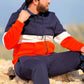 Men's Winter Hoodie Milton set - Orange Navy color block - 10847