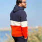 Men's Winter Hoodie Milton set - Orange Navy color block - 10847