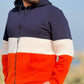 Men's Winter Hoodie Milton set - Orange Navy color block - 10847