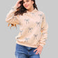 Girls Winter Outfit Beige – Hoodie with Bow Print & Wide Leg Jeans