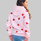 Casual Girls Winter Set  – Pink Heart Print Cotton Hoodie & Wide Leg Jeans