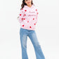 Casual Girls Winter Set  – Pink Heart Print Cotton Hoodie & Wide Leg Jeans