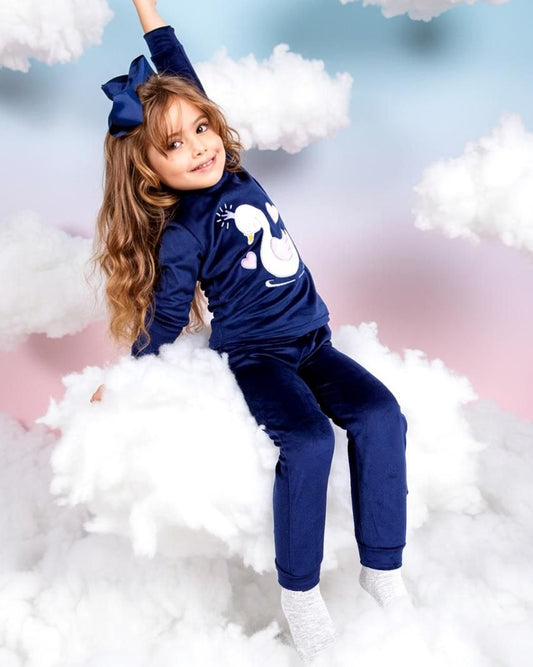 Girls' Pjs - Navy Swan - 10839