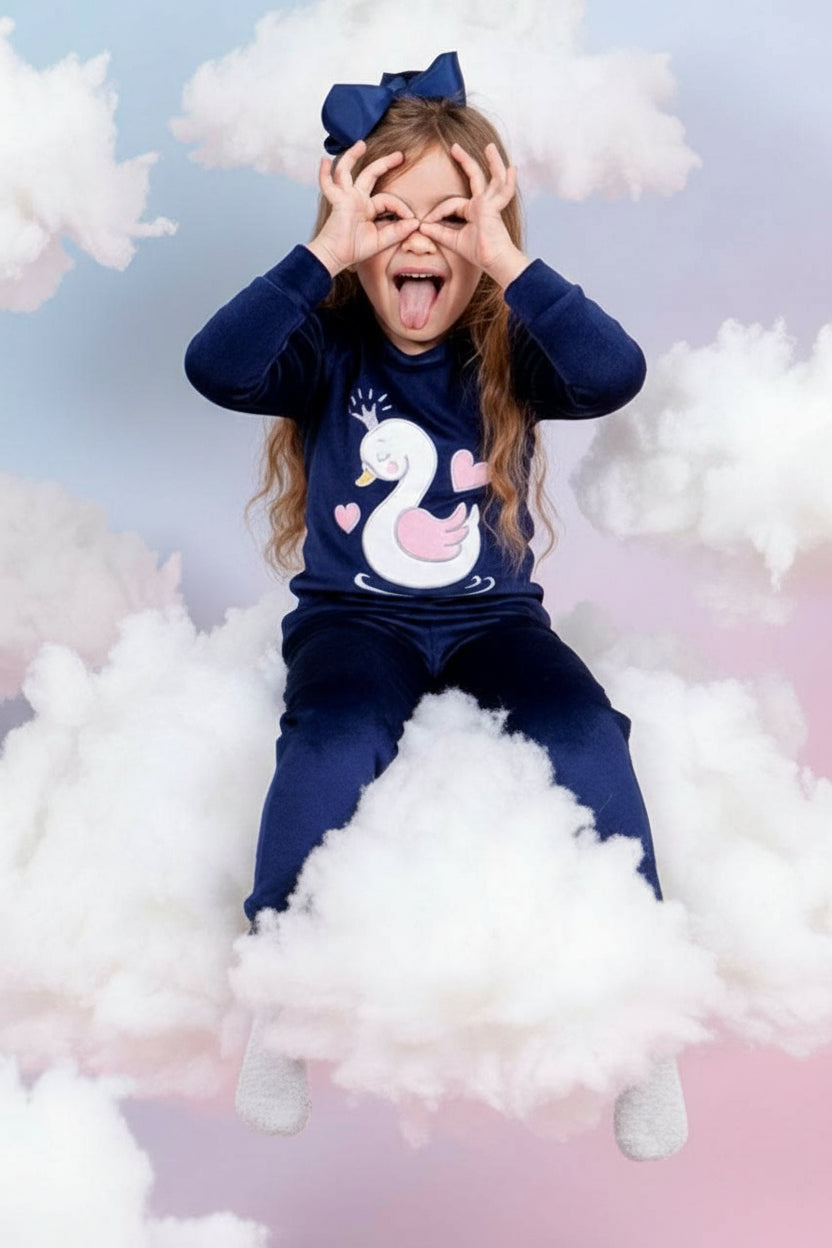 Girls' Pjs - Navy Swan - 10839