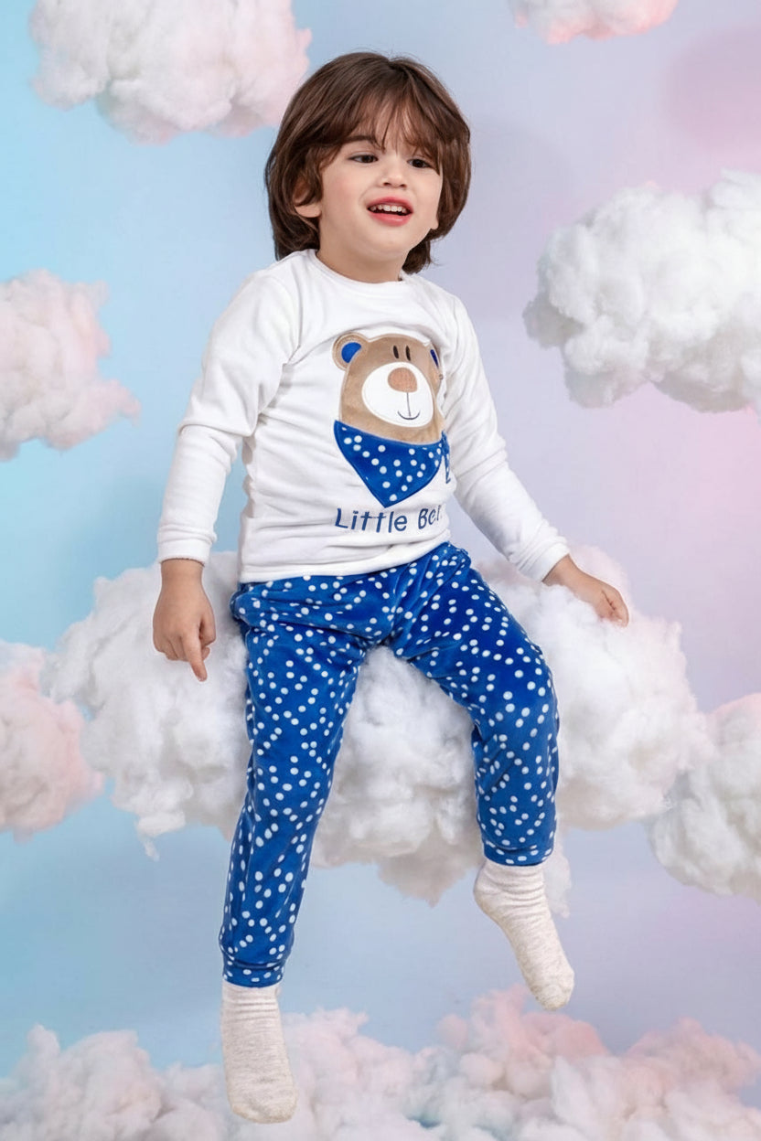 Kids' Pjs - White & blue bear - 10839
