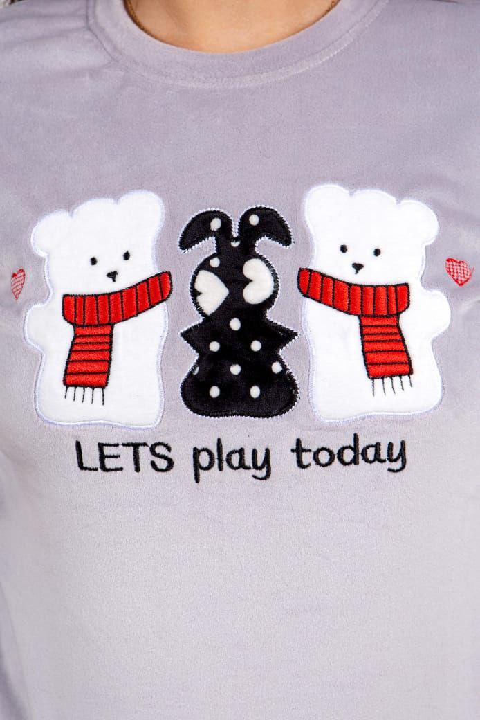 Girls' Soft Fleece Pjs - Gray - 10843