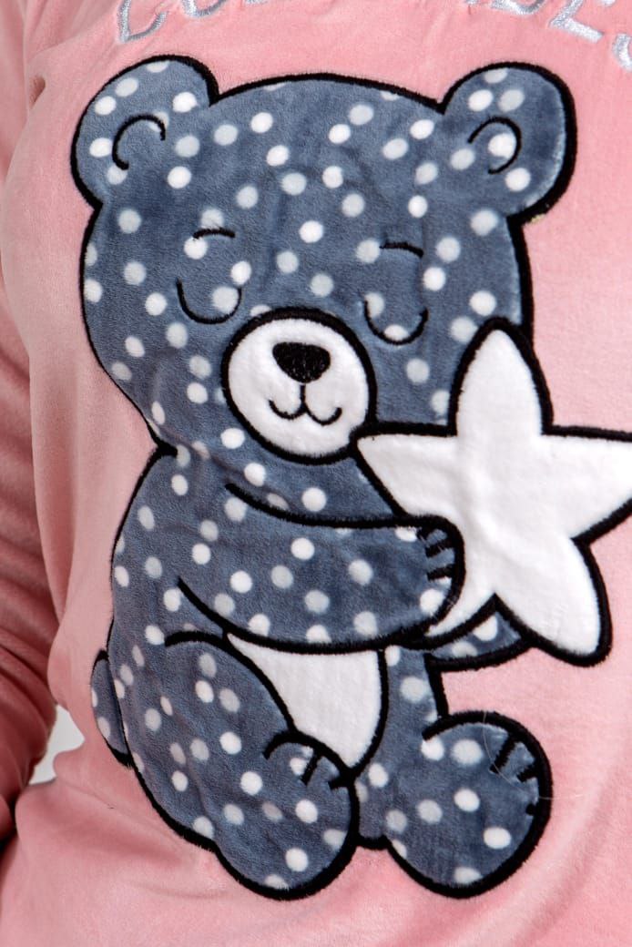 Girls' Soft Fleece Pjs - Pink & Gray - 10843