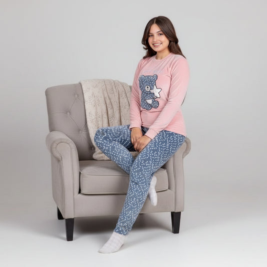 Girls' Soft Fleece Pjs - Pink & Gray - 10843