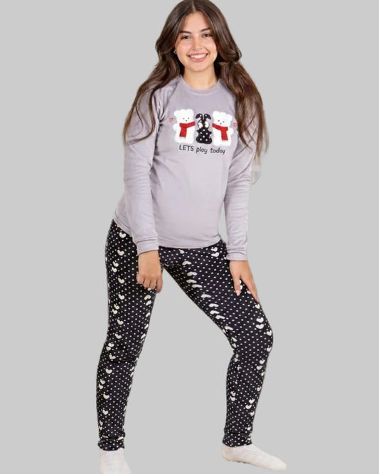 Girls' Soft Fleece Pjs - Gray - 10843