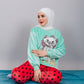 Women’s Polar Pajamas – Totally Cute Mint Cat  – 10754