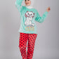 Women’s Polar Pajamas – Totally Cute Mint Cat  – 10754