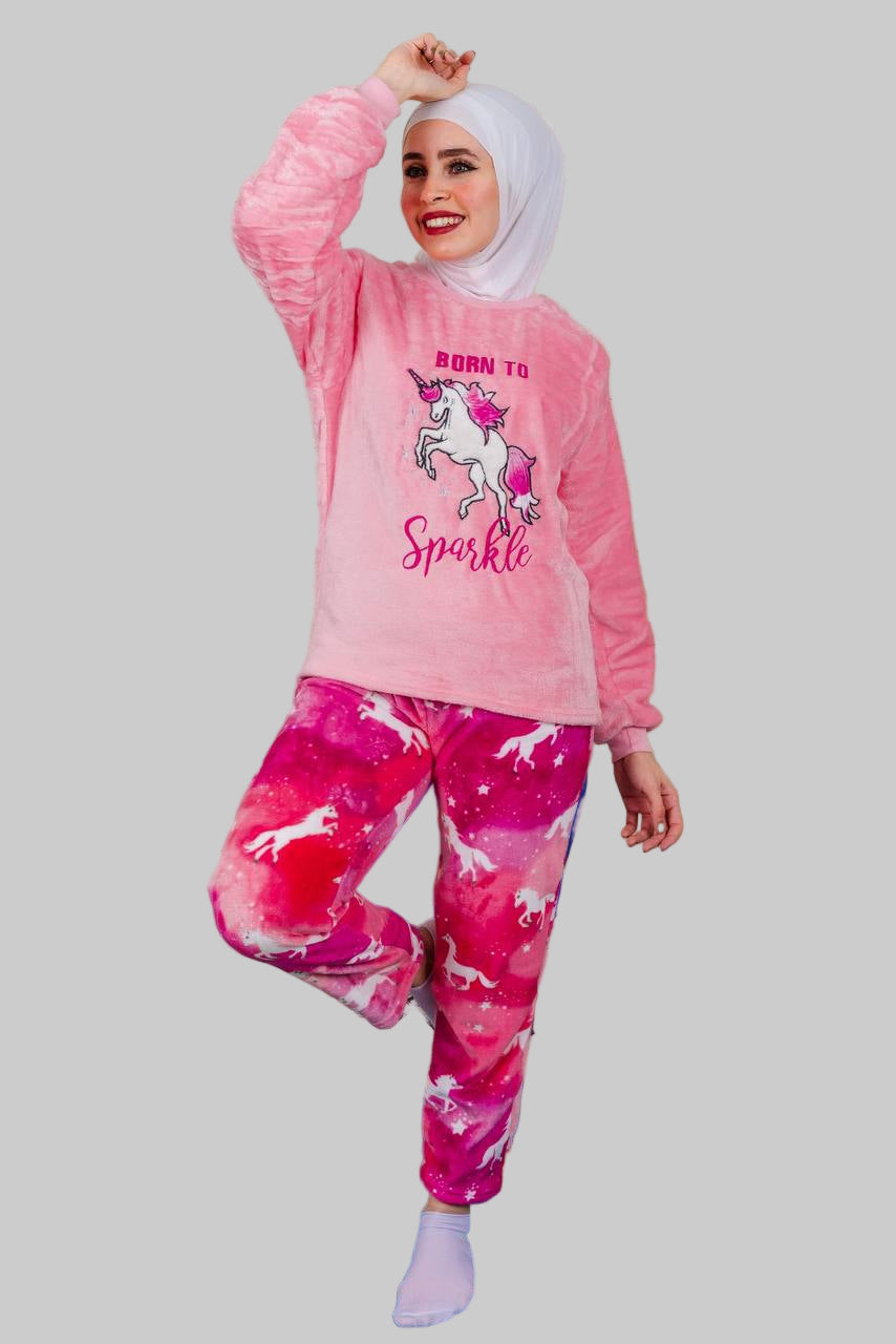 Women’s Polar Pajamas – Born to Sparkle Pink Unicorn  – 10754