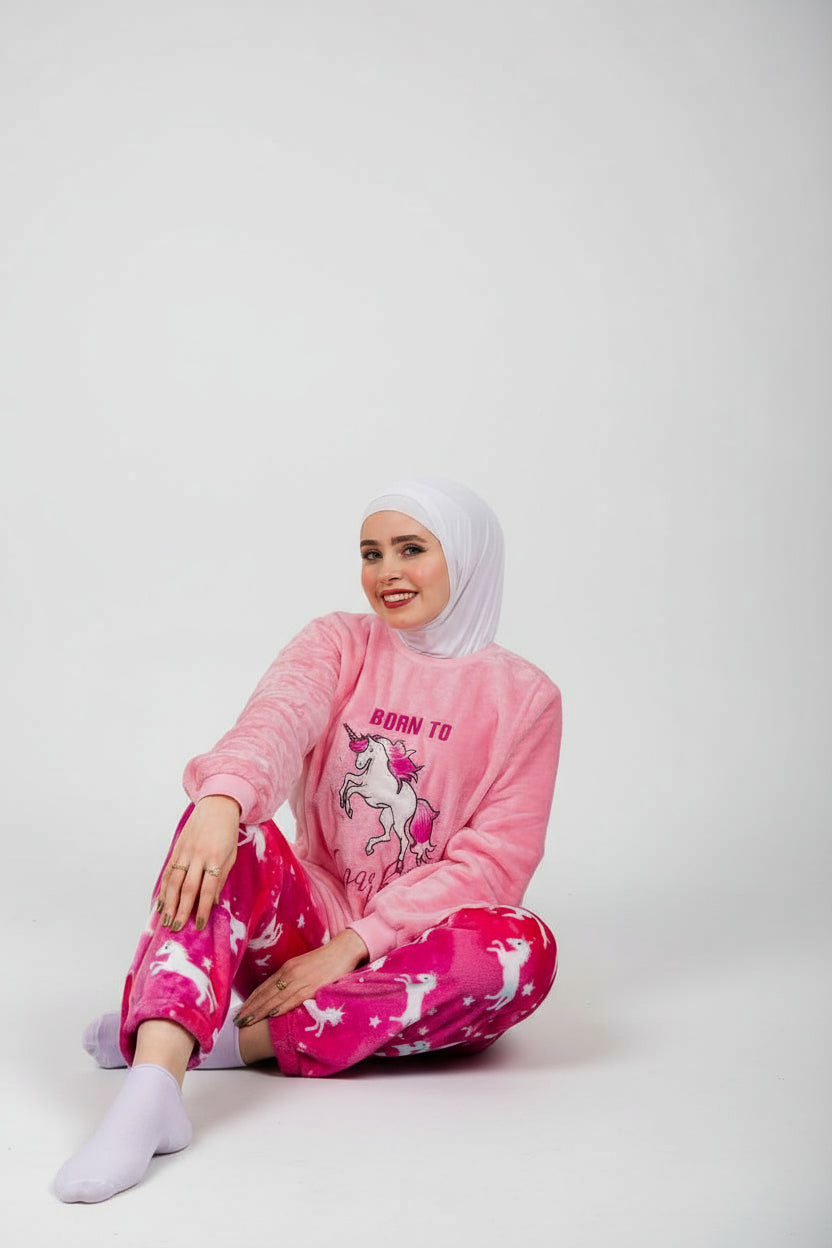 Women’s Polar Pajamas – Born to Sparkle Pink Unicorn  – 10754
