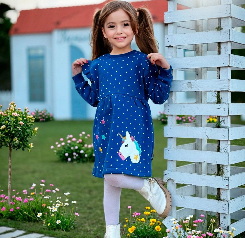 Girls’ long sleeves Dress – Unicorn – 10840