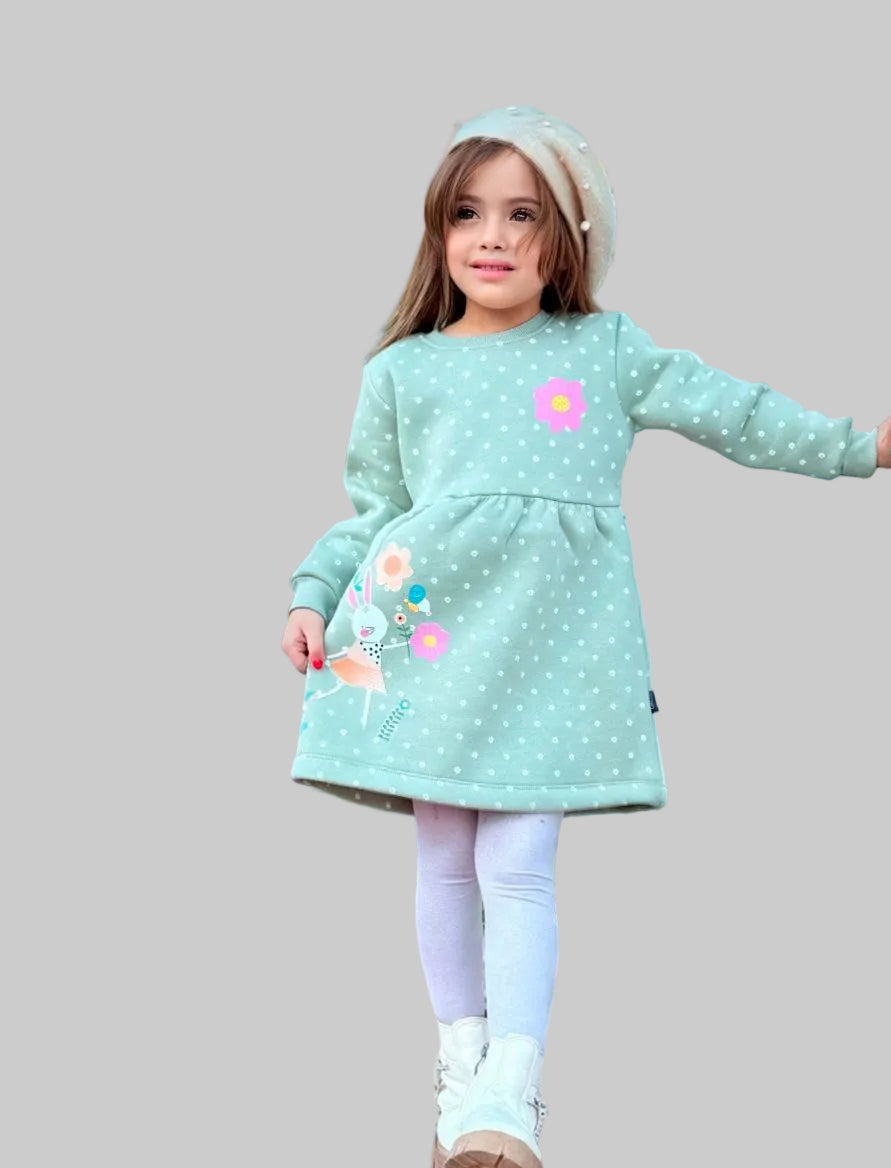 Girls’ long sleeves Dress – Flowers – 10840
