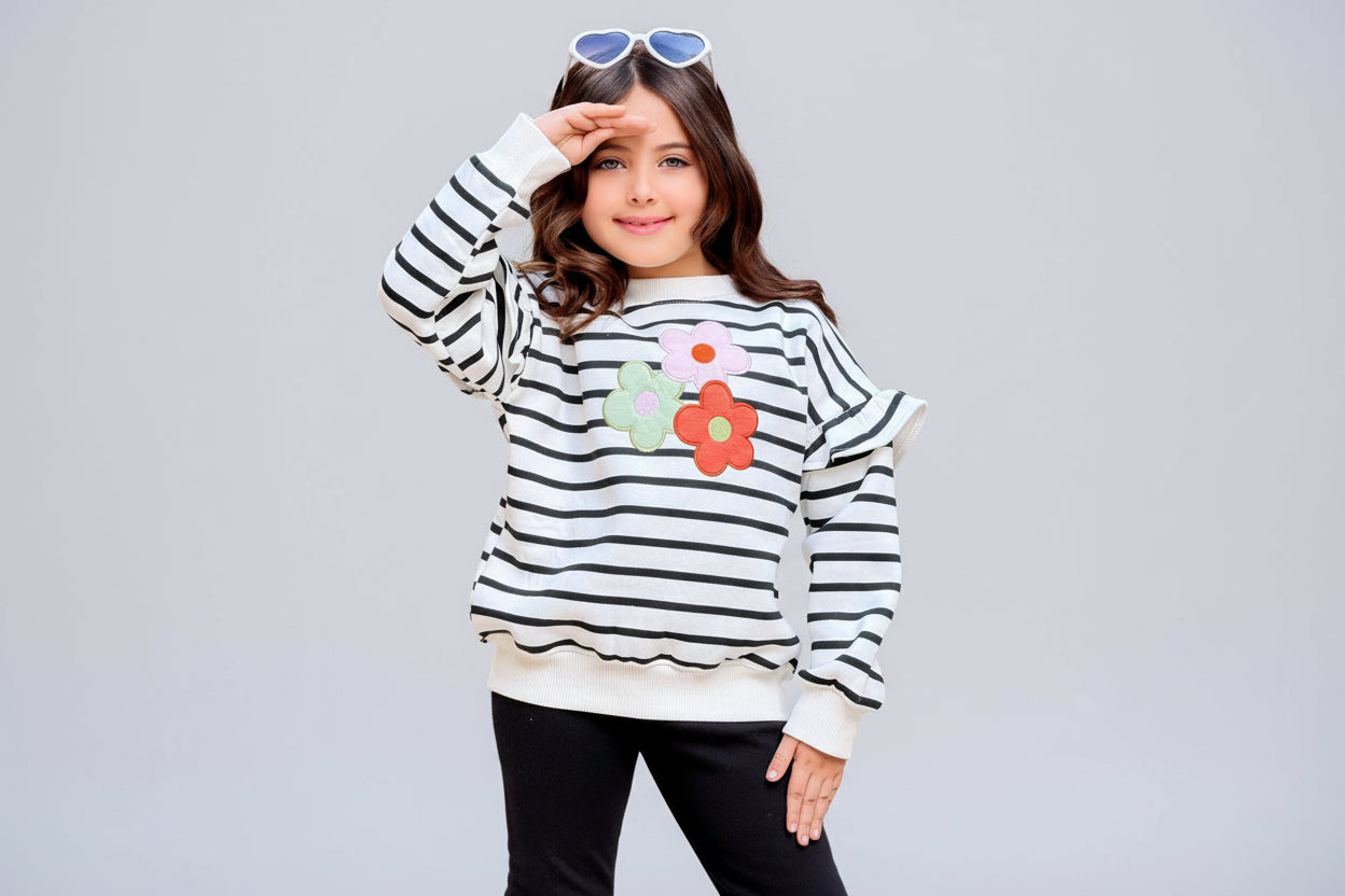 Girls' Winter Set - Striped - Ruffle - 10844