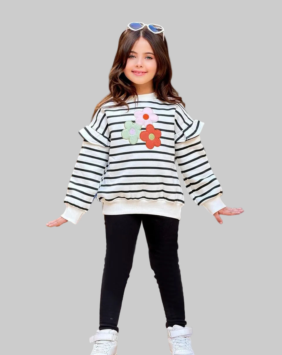 Girls' Winter Set - Striped - Ruffle - 10844