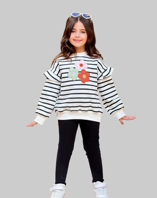 Girls' Winter Set - Striped - Ruffle - 10844