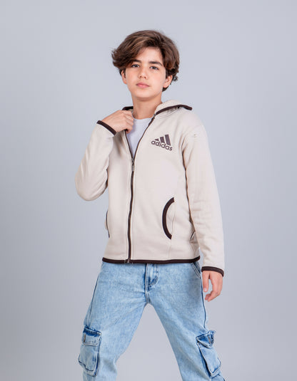 Jacket - Sherpa Hoodie Sweatshirt - Brown - 10719/29