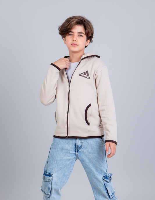 Jacket - Sherpa Hoodie Sweatshirt - Brown - 10719/29