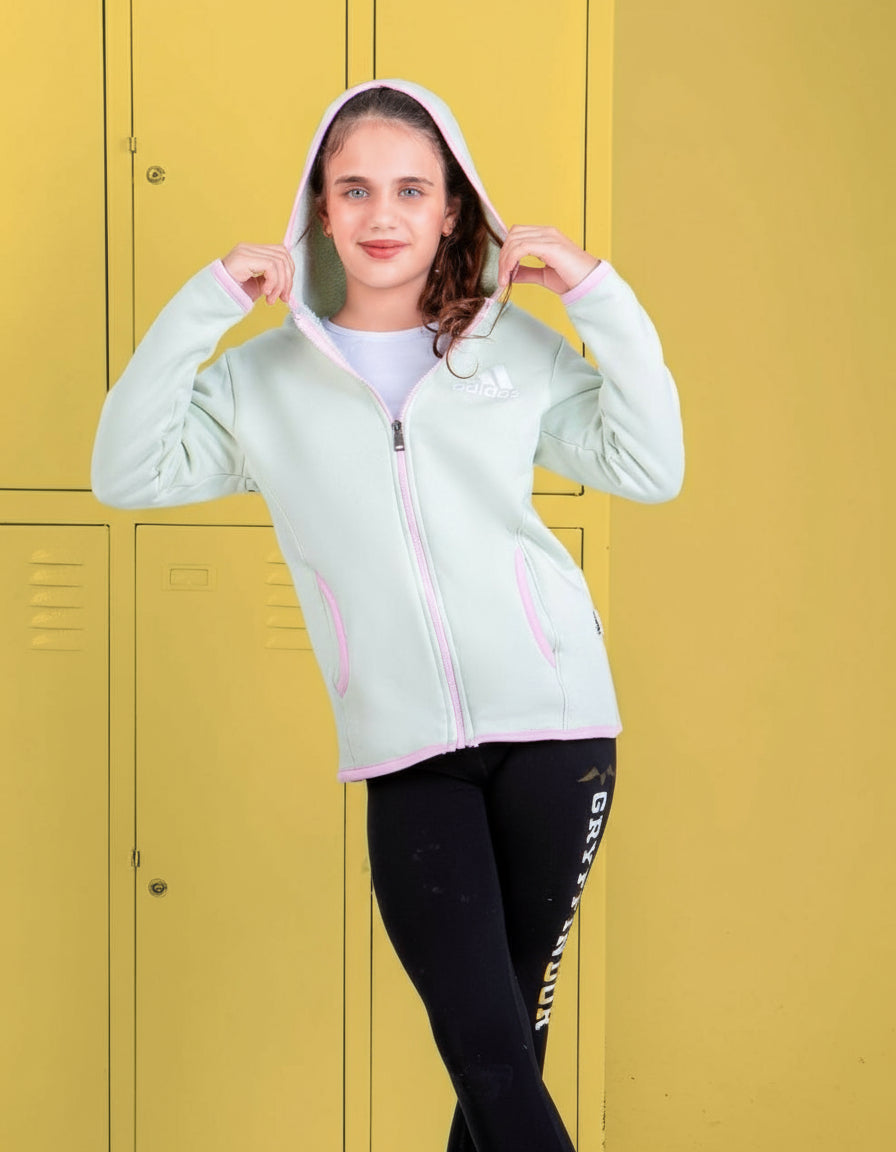 Jacket - Sherpa Hoodie Sweatshirt - Green - 10719/29