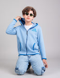 Jacket - Sherpa Hoodie Sweatshirt - Blue - 10719/29