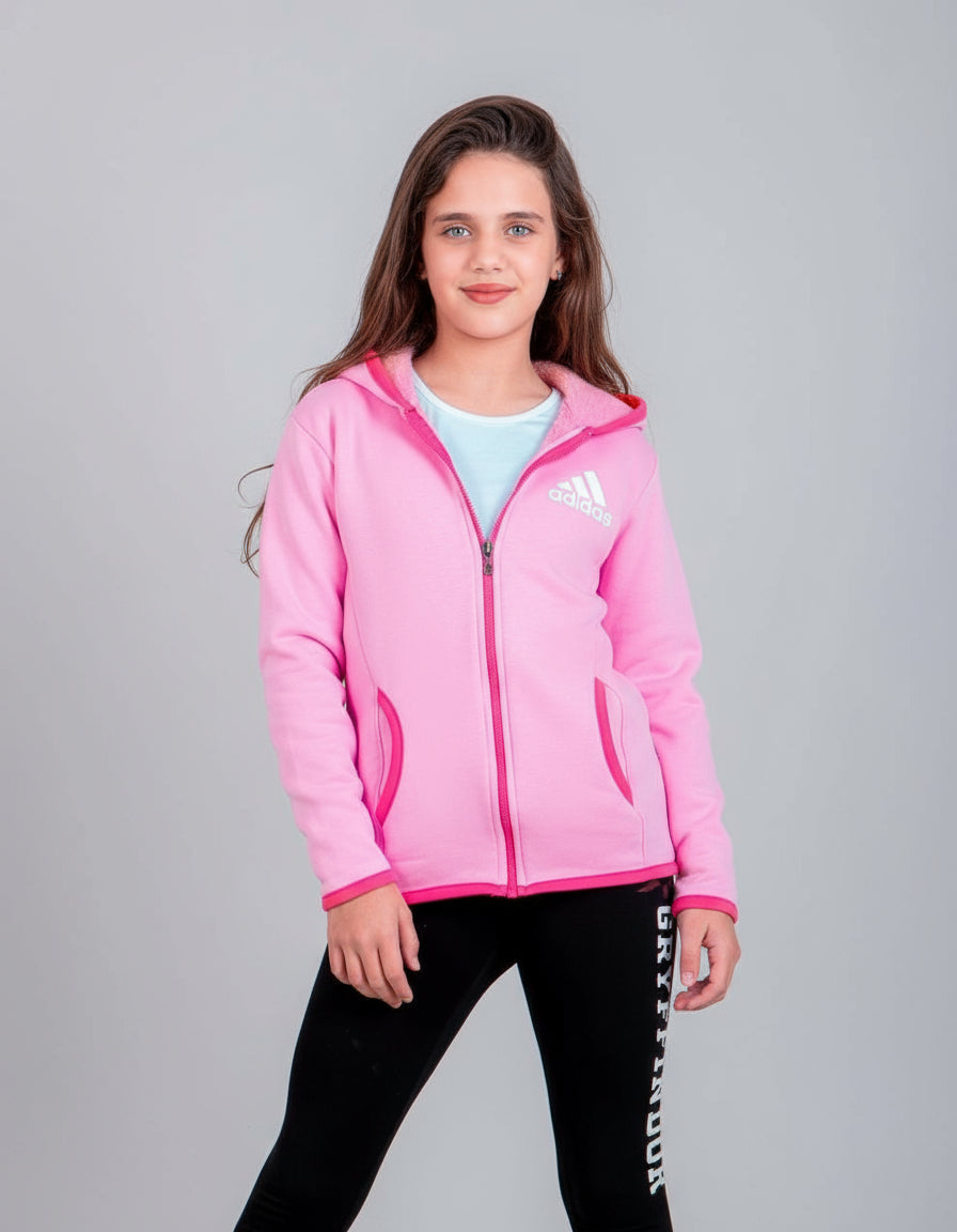 Jacket - Sherpa Hoodie Sweatshirt - Pink - 10719/29